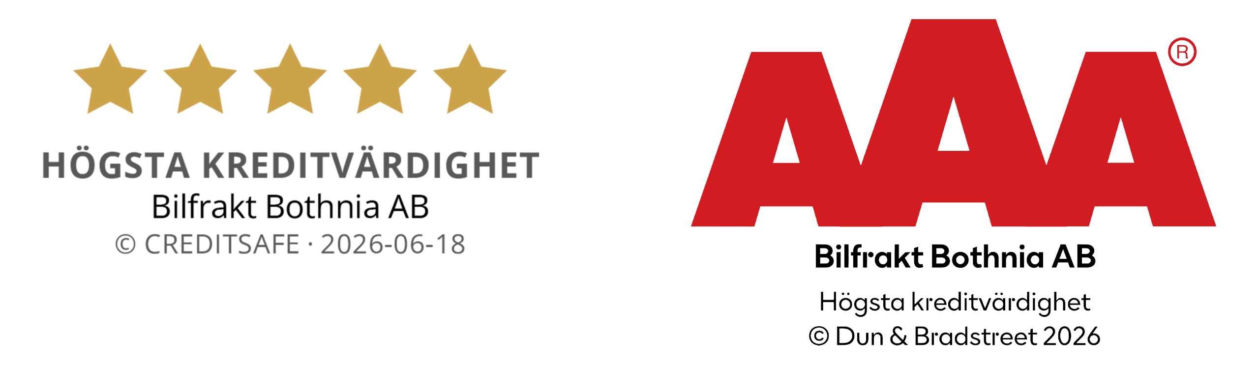 Emblem Kreditvärdighet 2024, Creditsafe och Dun & Bradstreet